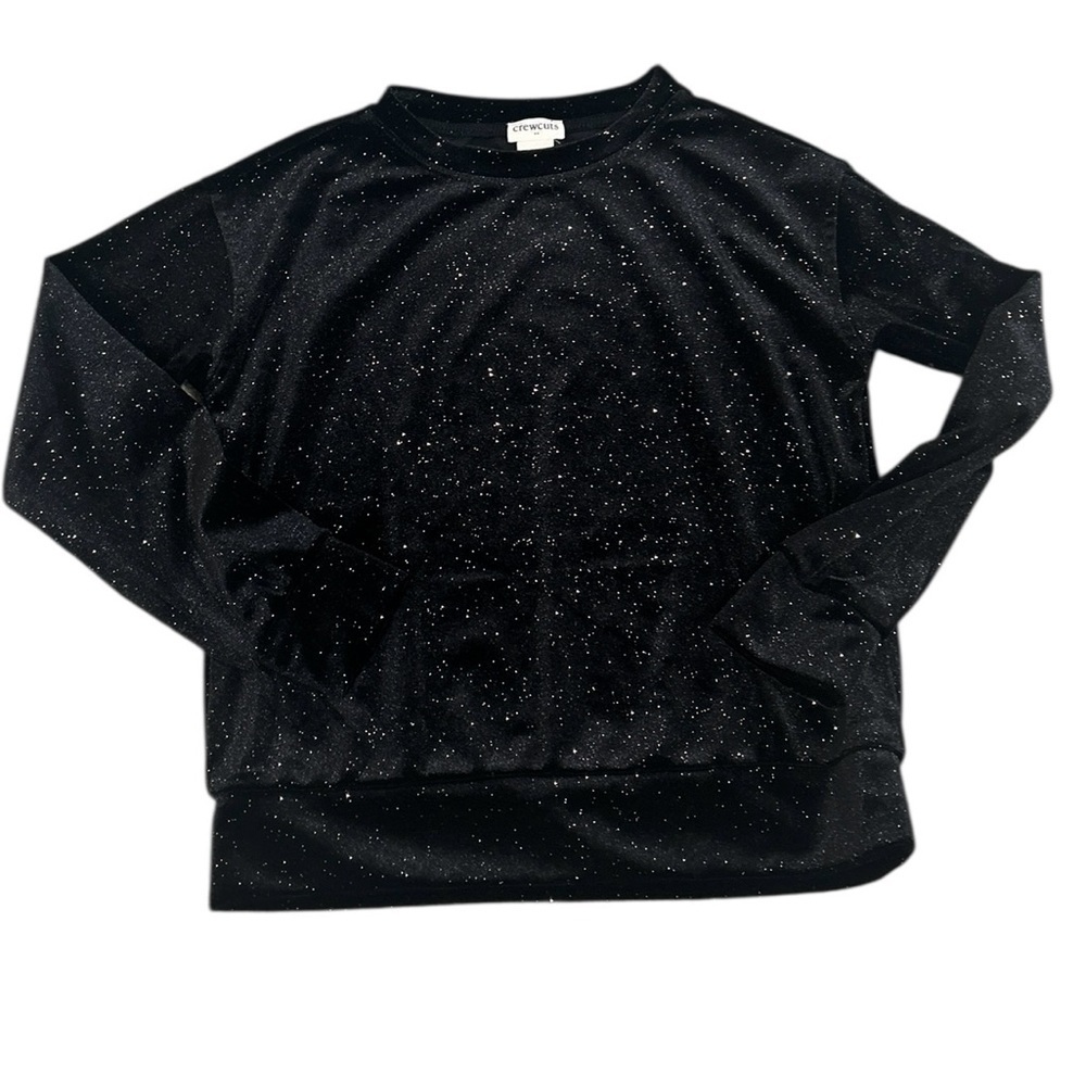 Crewcuts Black velveteen Sparkle stars Long Sleeve sweatshirt size small 6/7
